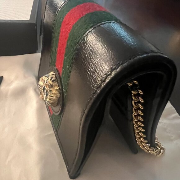 Gucci Rajah Leather Card Case Chain Wallet - New - Picture 7 of 9